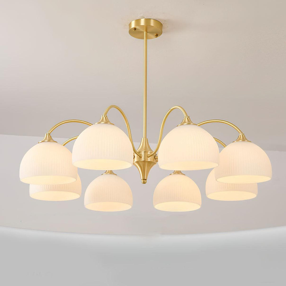 Striped Glass Bowl Curated Mouth-Blown Frosted G – 8 Heads ∅ 34.6 x H 15.4  Dia 88cm x H 39 finish configuration