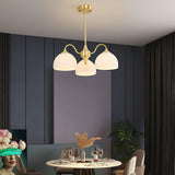Striped Glass Bowl Curated Mouth-Blown Frosted G – full fixture elevation view