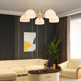 Striped Glass Bowl Curated Mouth-Blown Frosted G warm illuminated room view