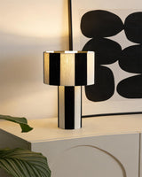 Strivelle Curated Iron & Glass Table Lamp installed in residential dining space