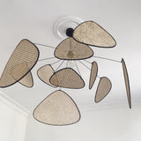 Screen Cannage Curated Woven Rattan Chandelier – dimensional scale reference