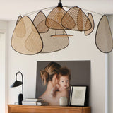 Screen Cannage Curated Woven Rattan Chandelier – handcrafted surface texture