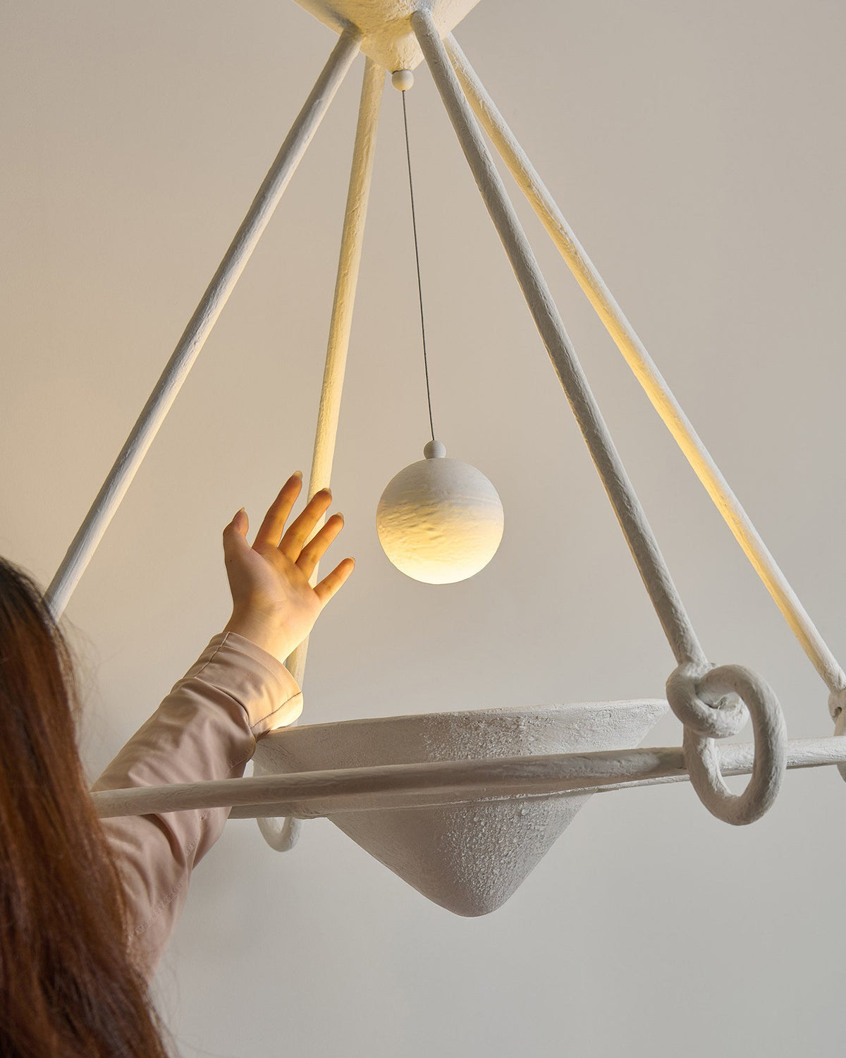 Swanelle Curated Iron & Glass Chandelier – full fixture elevation view