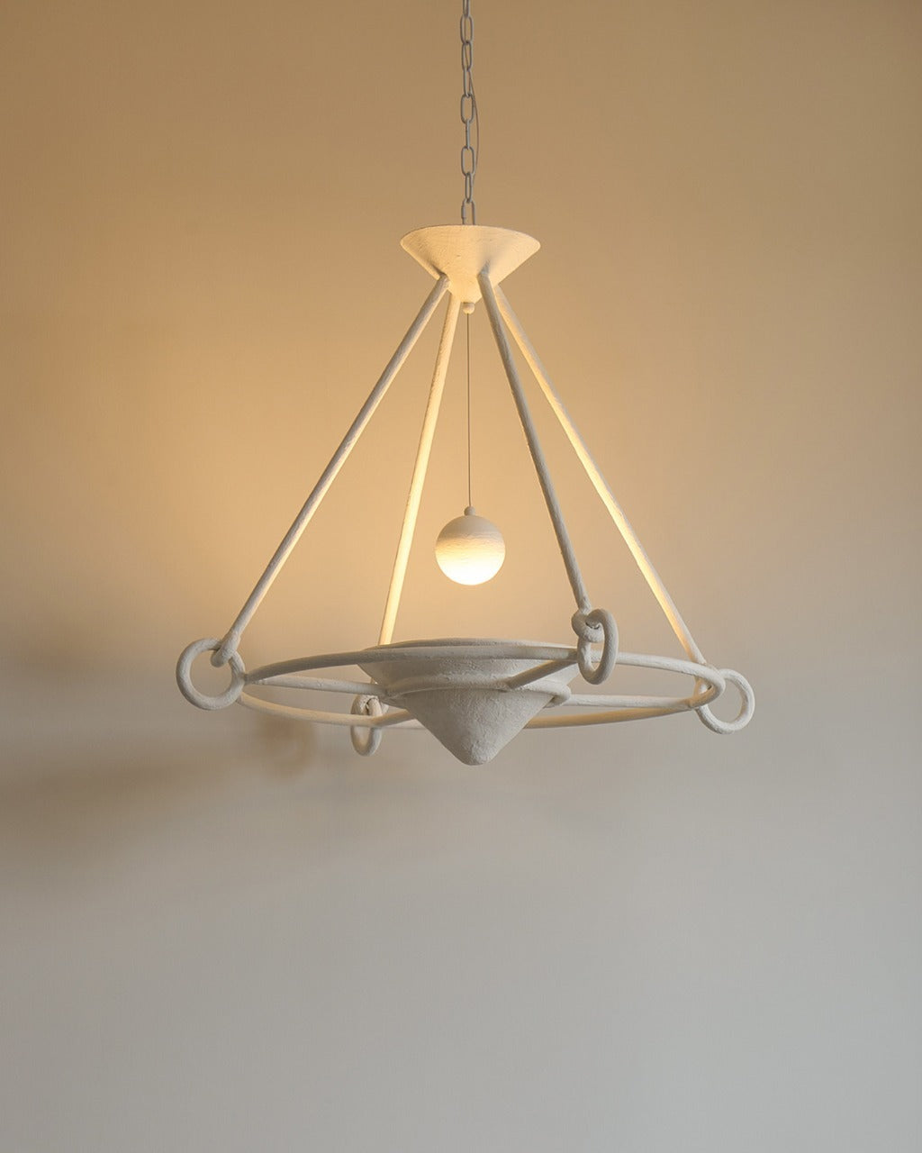 Swanelle Curated Iron & Glass Chandelier – side angled contour profile