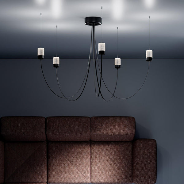 Swaying Curated Mouth-Blown Frosted Glass Chande