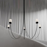 Swaying Curated Mouth-Blown Frosted Glass Chande – side angled contour profile