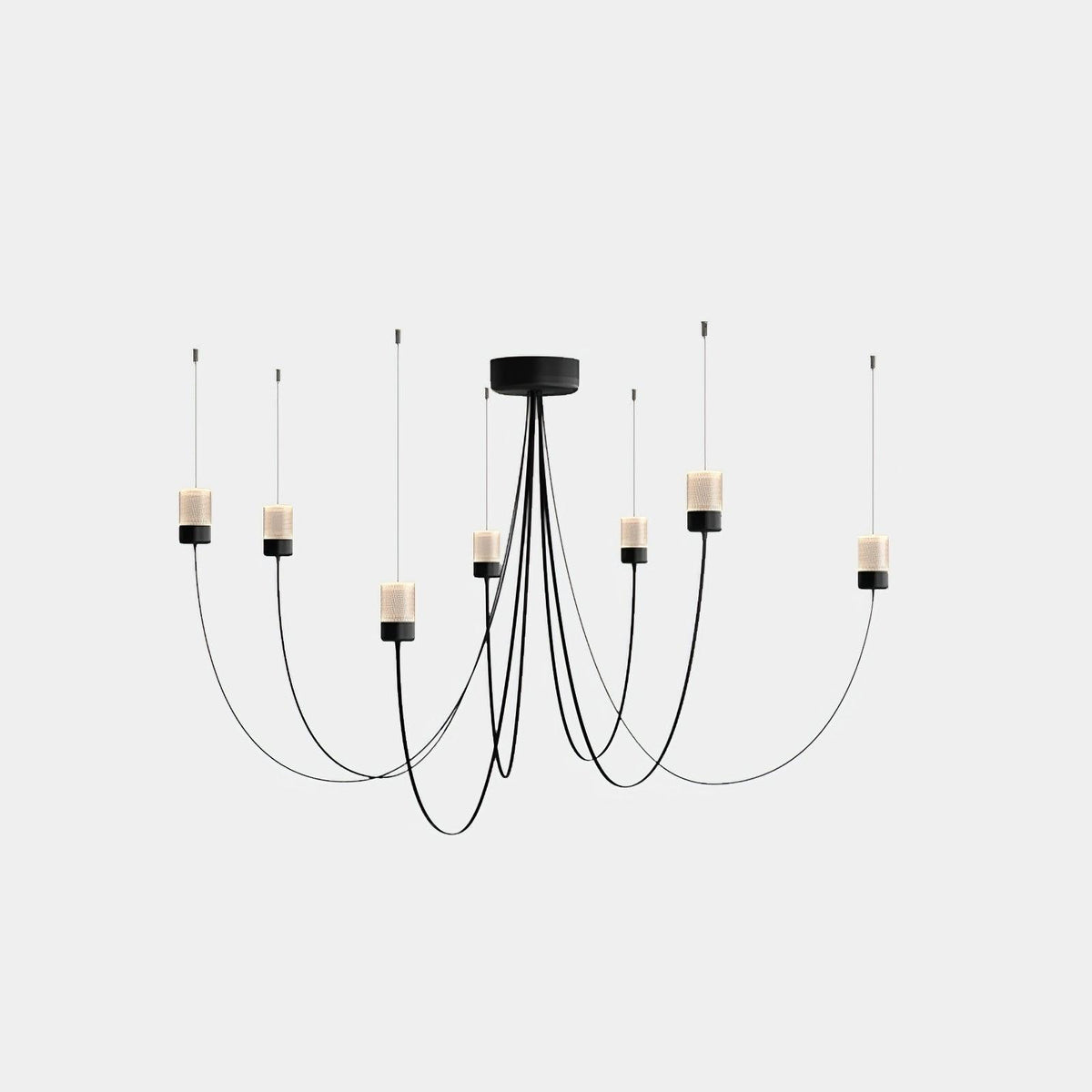 Swaying Curated Mouth-Blown Frosted Glass Chande – 5 Heads ∅ 50 x H 35.4  Dia 127cm x H 90c finish configuration