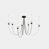 Swaying Curated Mouth-Blown Frosted Glass Chande – 5 Heads ∅ 50 x H 35.4  Dia 127cm x H 90c finish configuration