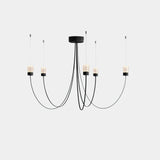 Swaying Curated Mouth-Blown Frosted Glass Chande – illuminated warm ambiance setting #1