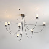 Swaying Curated Mouth-Blown Frosted Glass Chande – structural canopy joint detail