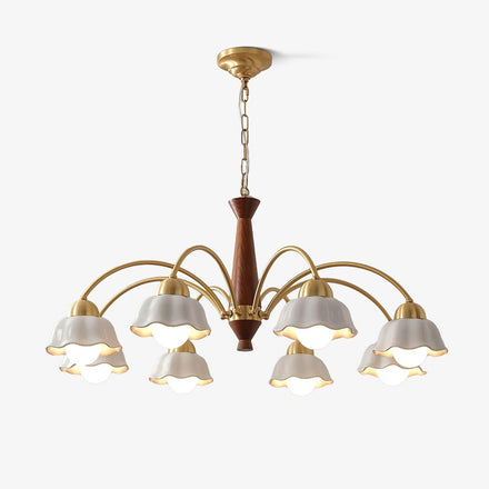 Swedish Modern Gold Chandelier