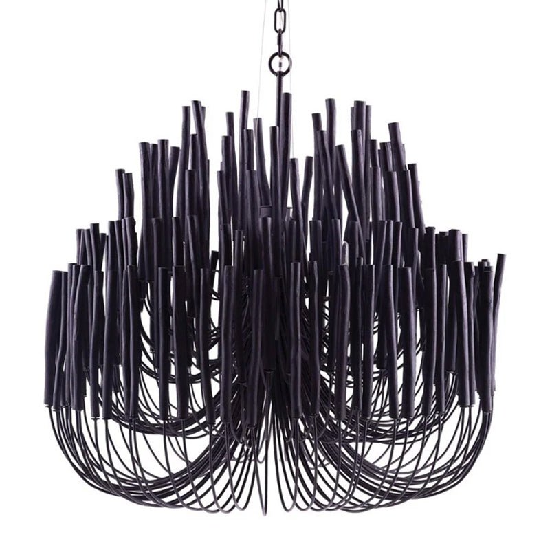Swinton Curated Finished Iron Chandelier – full fixture elevation view #1