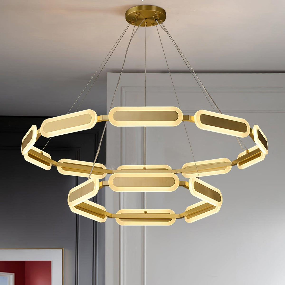 Swirl Curated Solid Brass Chandelier – dimensional scale reference