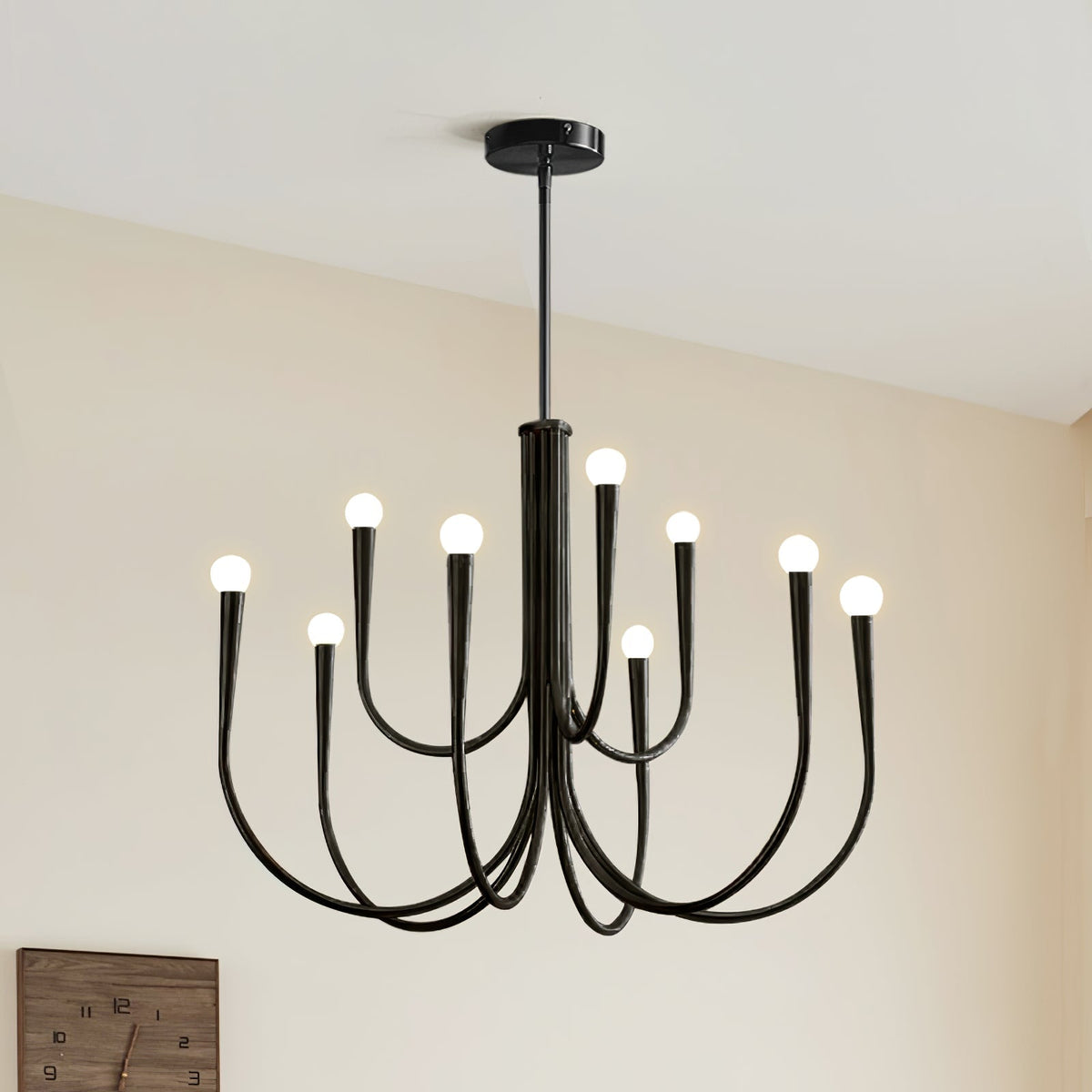 Swoop Arm Curated Mouth-Blown Frosted Glass Chan – dimensional scale reference