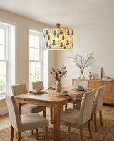 Sylvarin Curated Iron & Glass Pendant Light warm illuminated room view