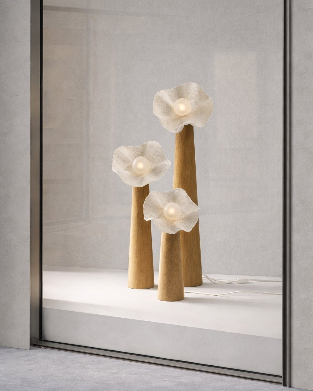 Sylvelle Floor Curated Iron & Glass Floor Lamp – structural canopy joint detail