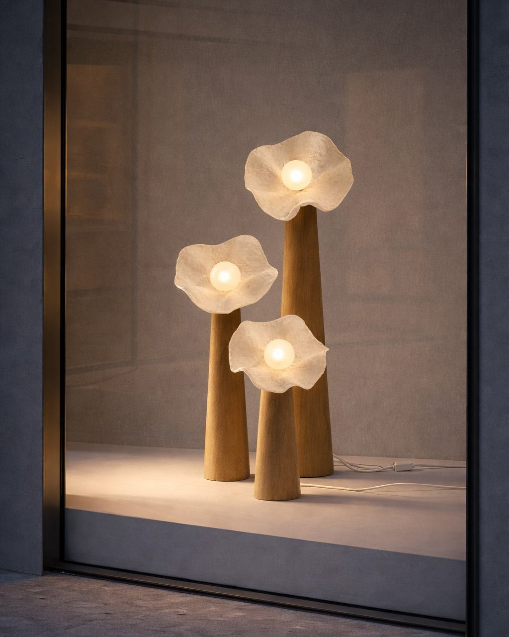 Sylvelle Floor Curated Iron & Glass Floor Lamp – unlit natural material contrast