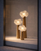Sylvelle Floor Curated Iron & Glass Floor Lamp – unlit natural material contrast