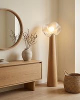 Sylvelle Floor Curated Iron & Glass Floor Lamp – illuminated warm ambiance setting