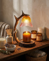 Sylven Candle Warmer Curated Mouth-Blown Frosted warm illuminated room view