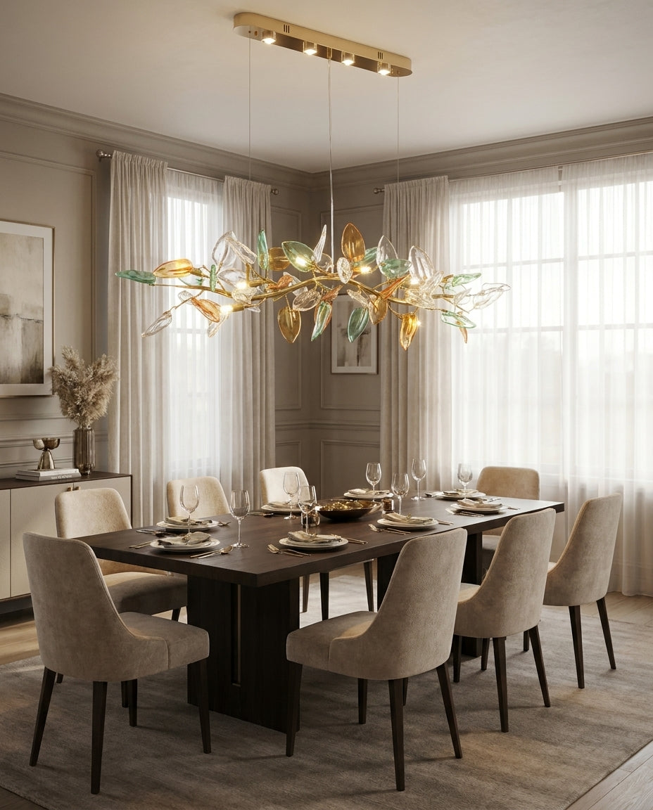 Sylverra Curated Amber Art Glass Chandelier – macro detail view #1