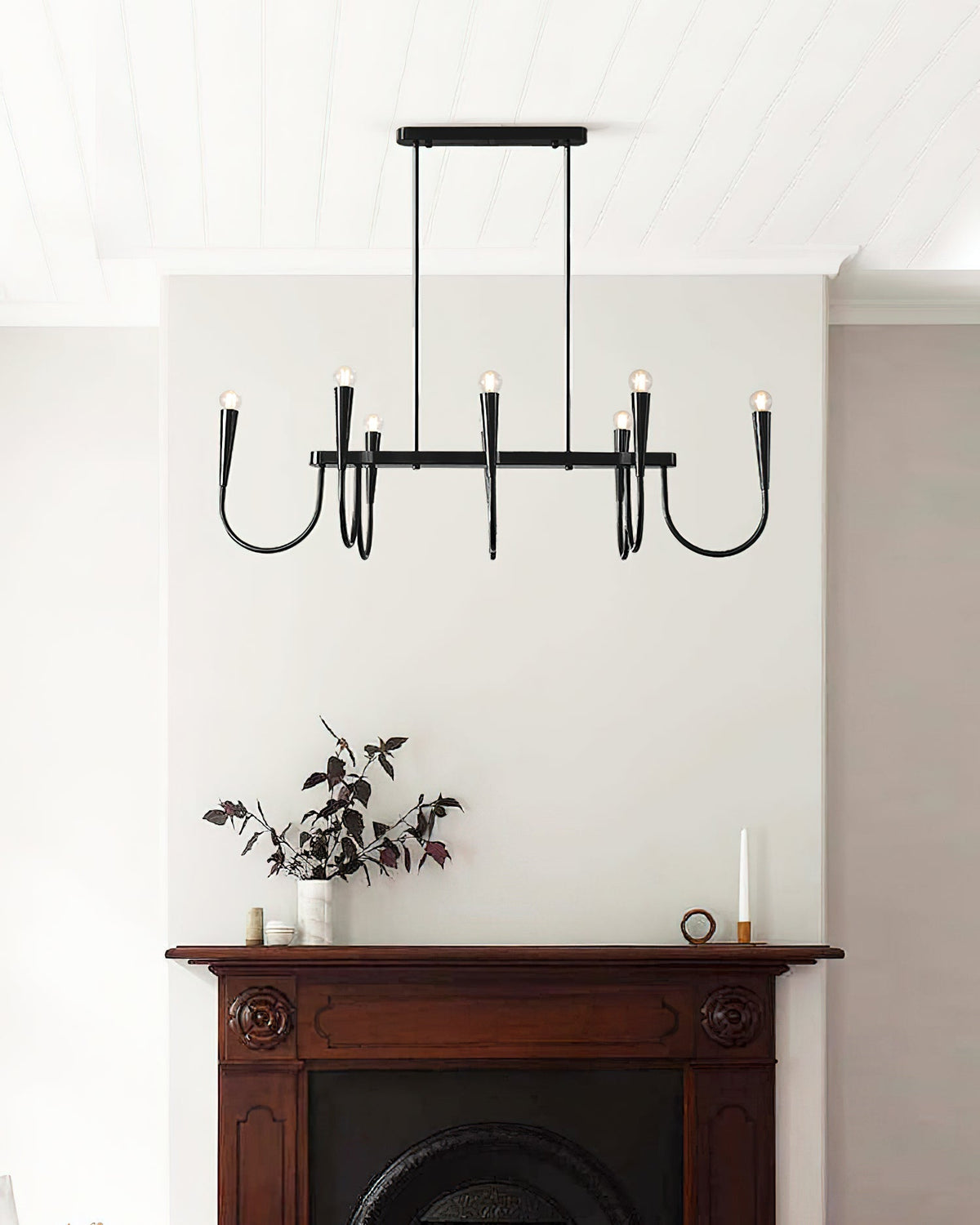 Symphony Curated Iron & Glass Chandelier – unlit natural material contrast