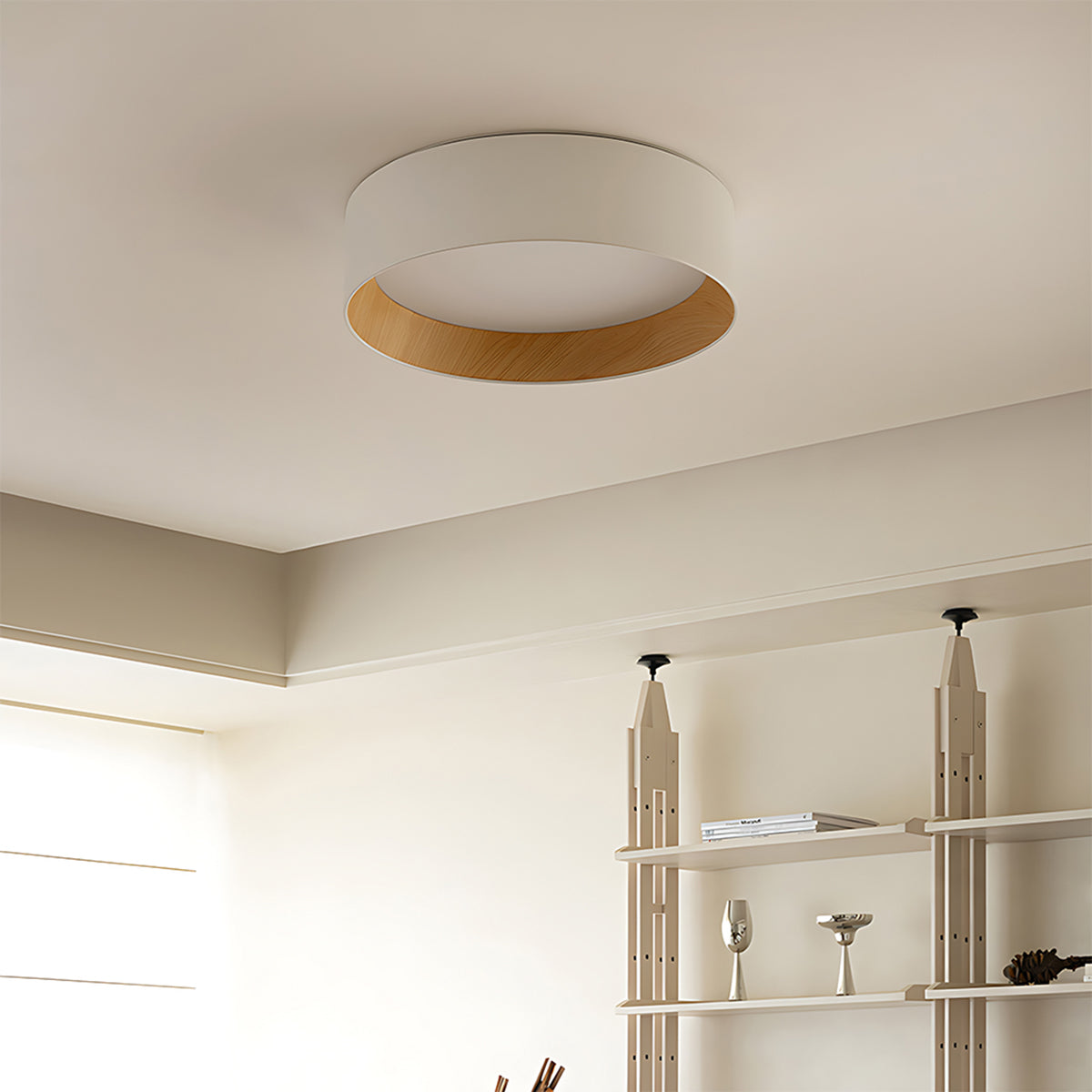 Artisan Material Ceiling Lamp View 8 | Taaks Metal & Wood Ceiling Light | Designer Minimalist Flush Mount | JINSHE | JINSHE