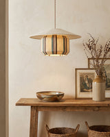 Tansora Curated Iron & Glass Pendant Light – full fixture elevation view