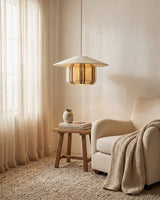 Tansora Curated Iron & Glass Pendant Light – spatial dining room perspective