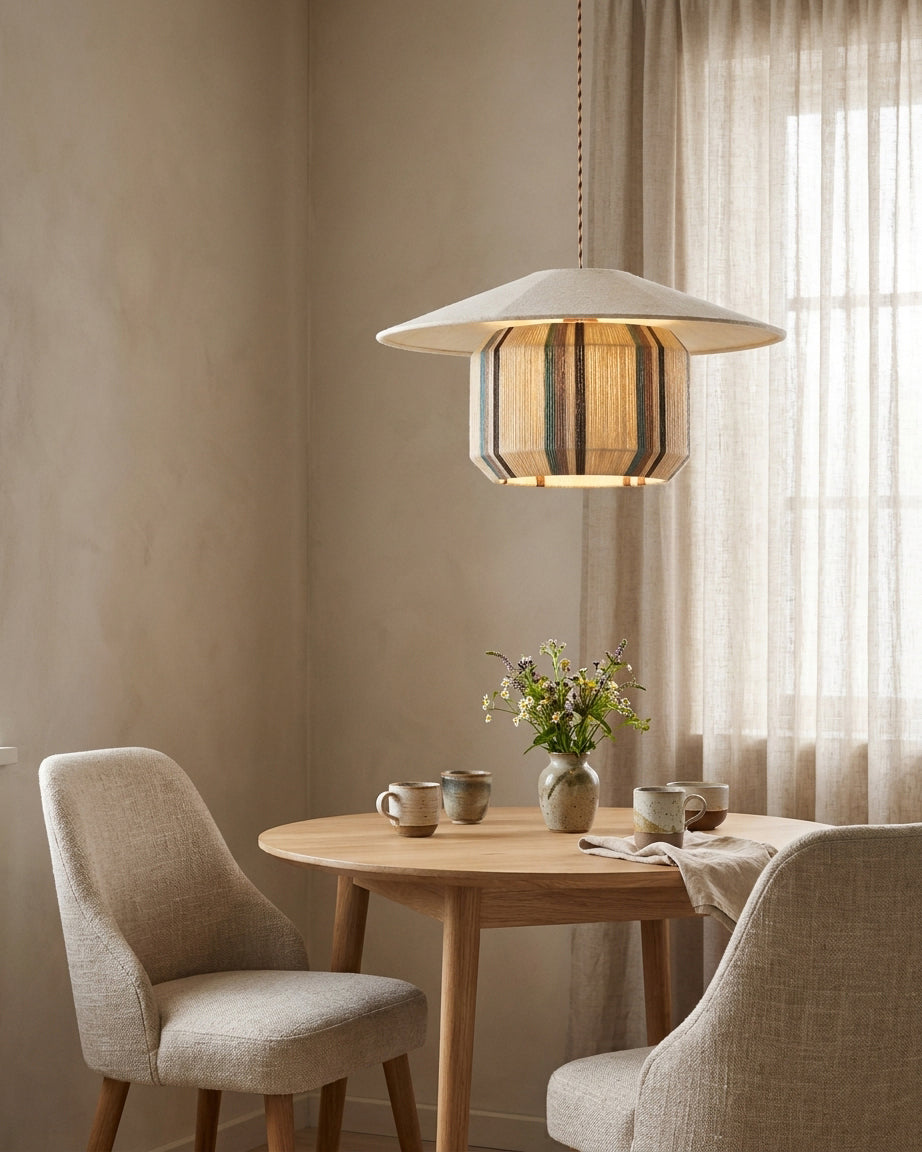 Tansora Curated Iron & Glass Pendant Light – dimensional scale reference