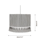 Tasmira Tassel Curated Finished Iron Pendant Lig – macro detail view