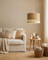 Tasmira Tassel Curated Finished Iron Pendant Lig – full fixture elevation view