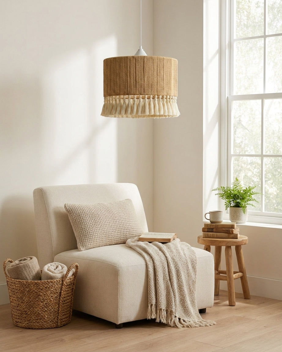 Tasmira Tassel Curated Finished Iron Pendant Lig – dimensional scale reference