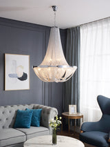 Brushed Nickel Iron craftsmanship detail on Tassel Aluminum Chain Curated Brushed Nickel Iro