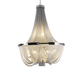 Tassel Aluminum Chain Curated Brushed Nickel Iro – full fixture elevation view #1
