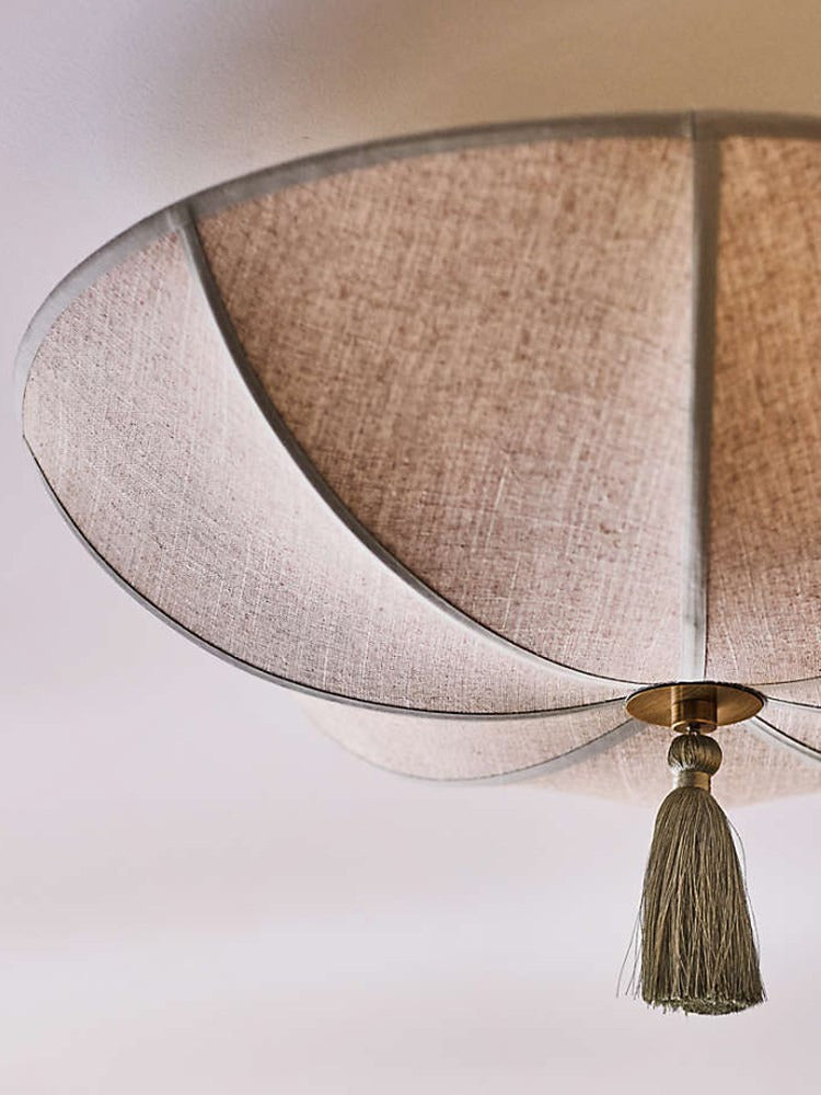 Tassel Fabric Curated Iron & Glass Flush Mount C – dimensional scale reference