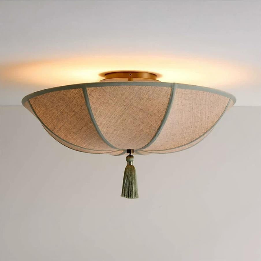 Tassel Fabric Curated Iron & Glass Flush Mount C – handcrafted surface texture