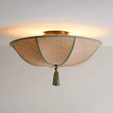 Tassel Fabric Curated Iron & Glass Flush Mount C – handcrafted surface texture