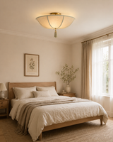 Iron & Glass craftsmanship detail on Tassel Fabric Curated Iron & Glass Flush Mount C