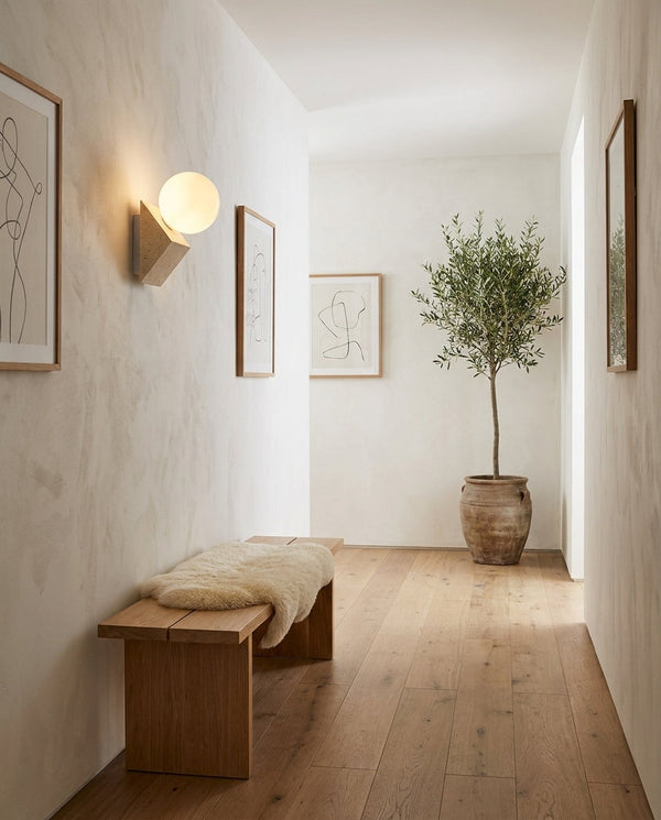 Tavellis Curated Yellow Travertine Wall Sconce