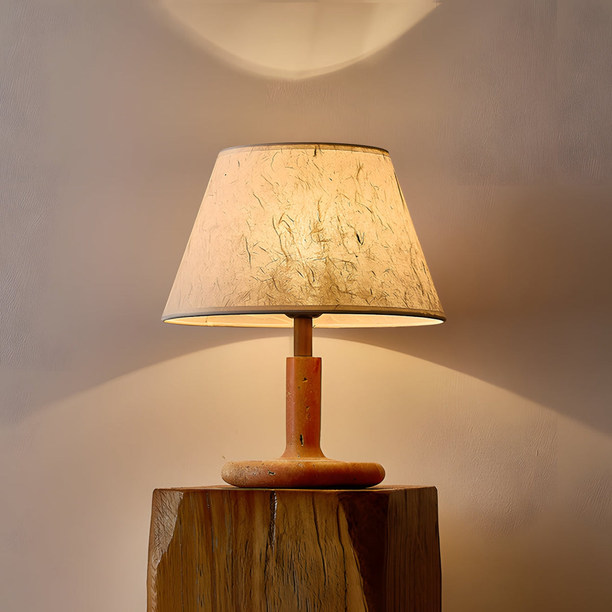 Tavien Curated Yellow Travertine Table Lamp – Dia 30cm x H 35cm ∅ 11.8 x H 13.8 finish configuration #1 #2