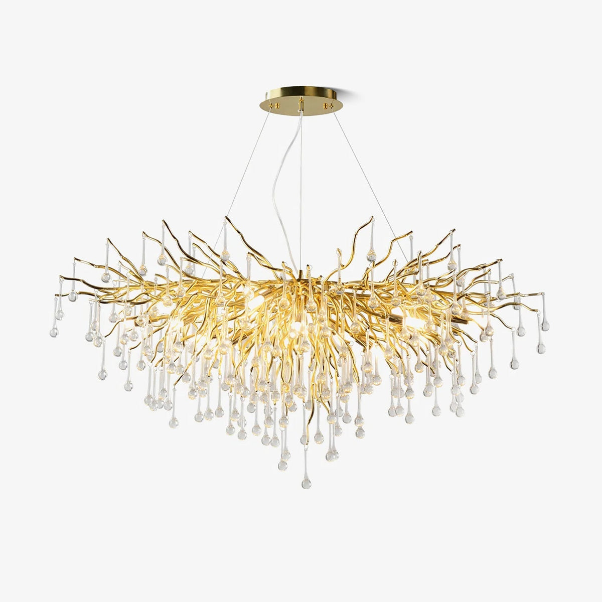 Teardrop Crystal Curated Mouth-Blown Frosted Gla – Mouth-Blown Frosted Glass Chandelier