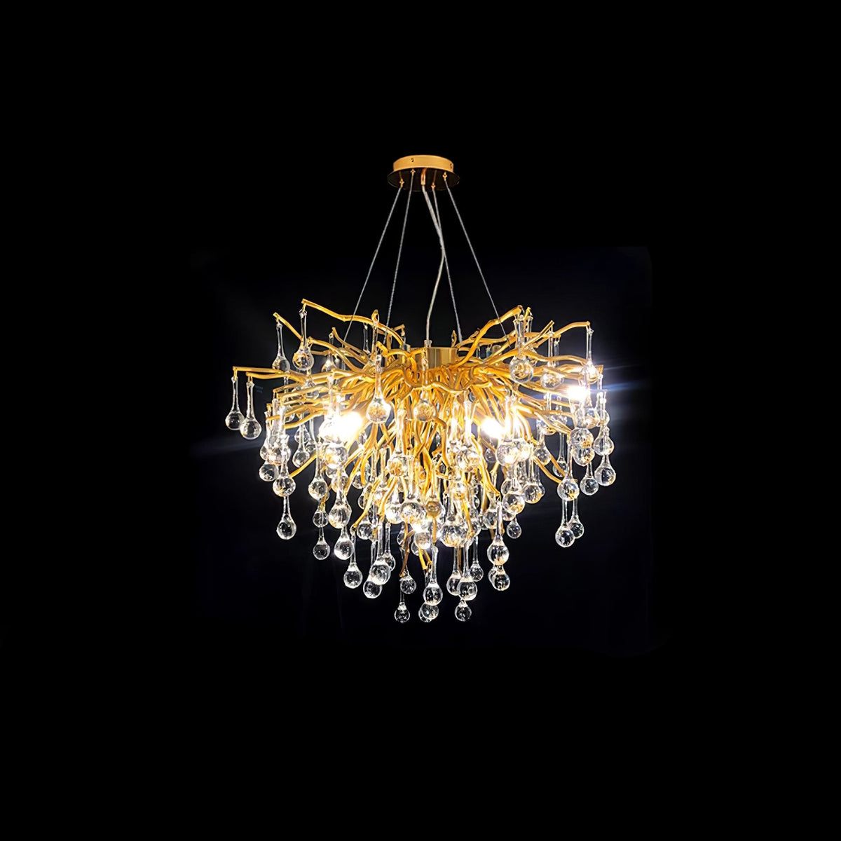 Teardrop Crystal Curated Mouth-Blown Frosted Gla – illuminated warm ambiance setting #1