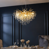 Teardrop Crystal Curated Mouth-Blown Frosted Gla installed in residential dining space