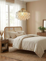 Teardrops Shell Curated Iron & Glass Chandelier – full fixture elevation view