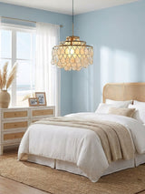 Teardrops Shell Curated Iron & Glass Chandelier – dimensional scale reference