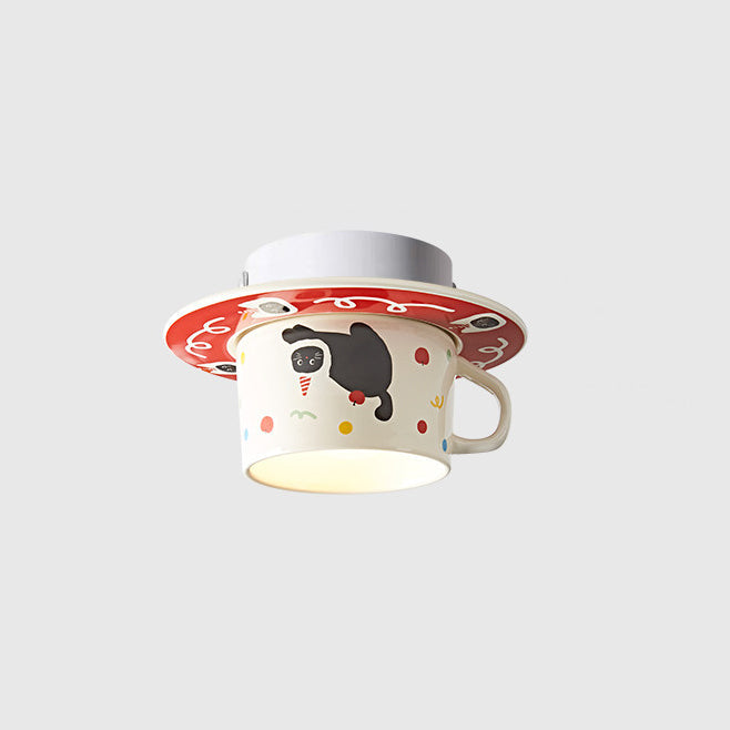 Teddora Mug Curated Hand-Thrown Ceramic Flush Mo – Model B Ø 5.9 × H 2.8  Red & White finish configuration