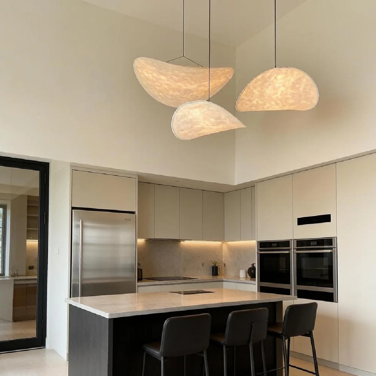 Mulberry Silk Pendant Light View 7 | Designer Wabi-Sabi Mulberry Silk Combination Chandelier | Multi-Light Silk Cluster | JINSHE | JINSHE