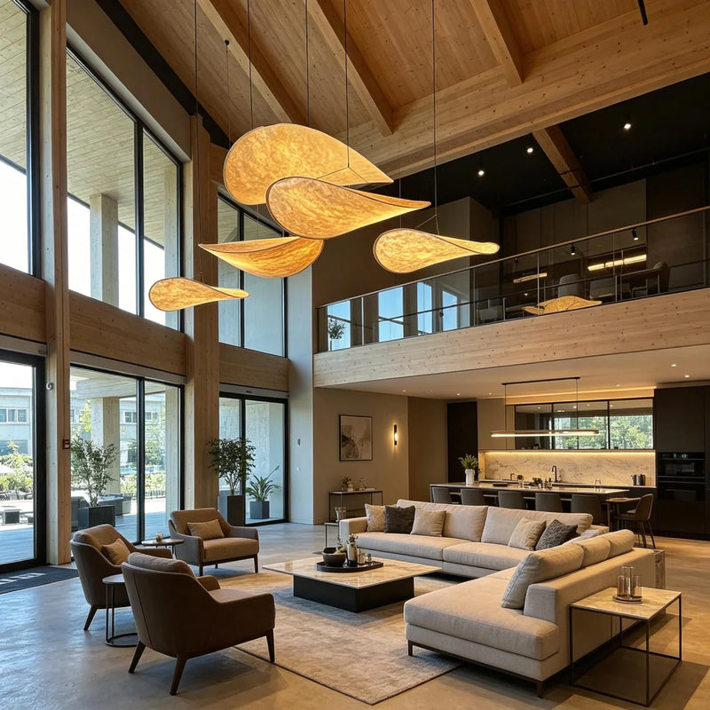 Mulberry Silk Pendant Light View 4 | Designer Wabi-Sabi Mulberry Silk Combination Chandelier | Multi-Light Silk Cluster | JINSHE | JINSHE