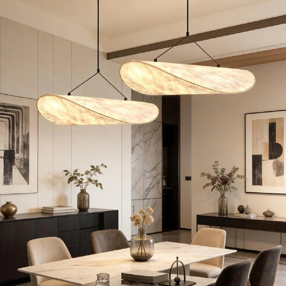 Mulberry Silk Pendant Light View 9 | Designer Wabi-Sabi Mulberry Silk Pendant Light | Luxury Silk Shade Chandelier | JINSHE | JINSHE